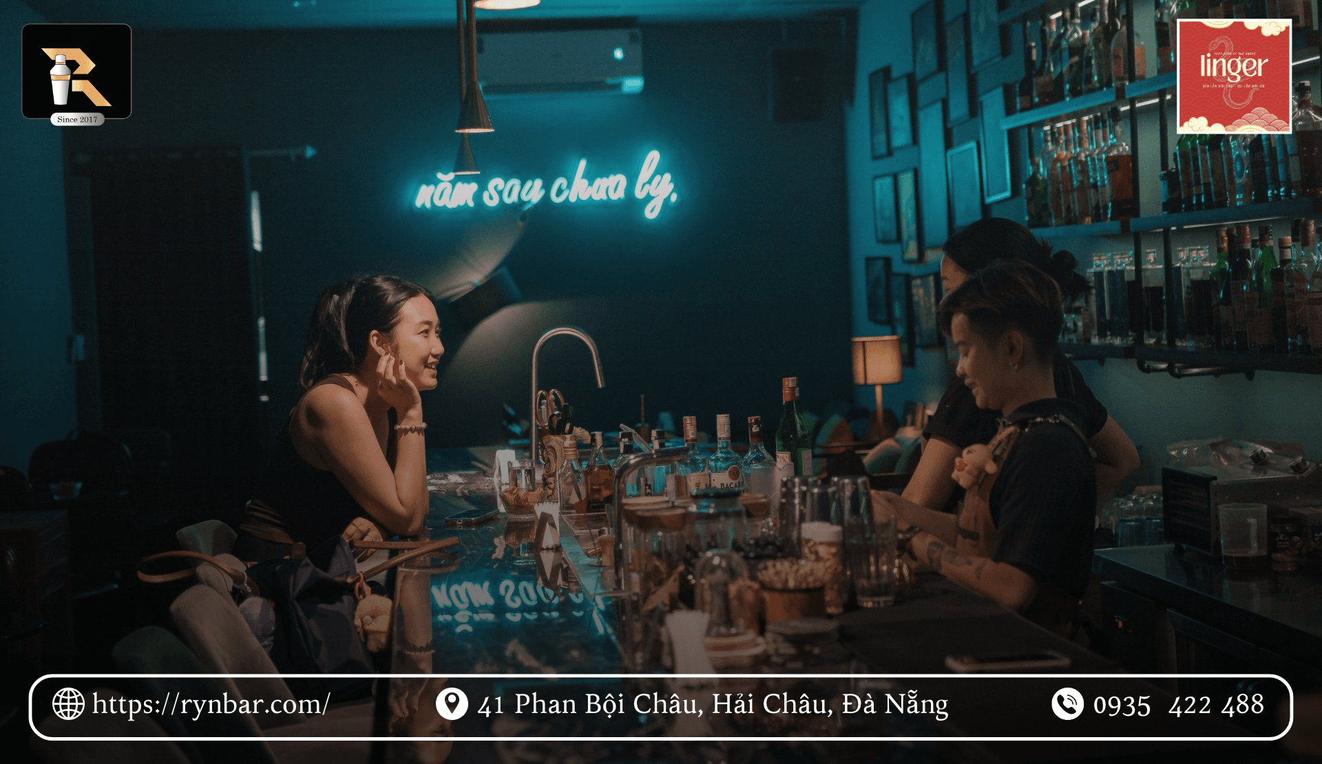 Không gian Bespoke Cocktail Bar đẳng cấp sử dụng sản phẩm từ xưởng gia công quầy bar inox Đà Nẵng