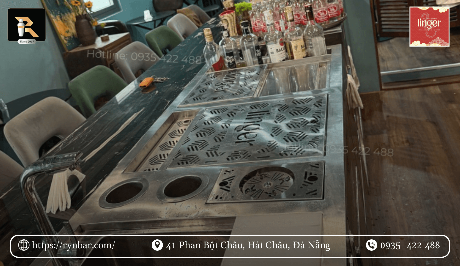 Chi tiết gia công Inox 304 tinh tế từ xưởng gia công quầy bar inox Đà Nẵng Rynbar