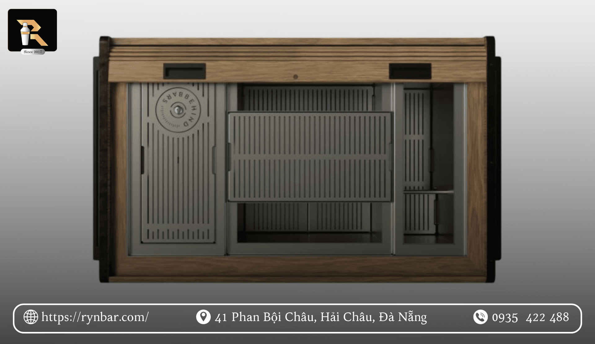 Thiết kế quầy bar cà phê có thùng đá Đà Nẵng tích hợp model R04 hiện đại